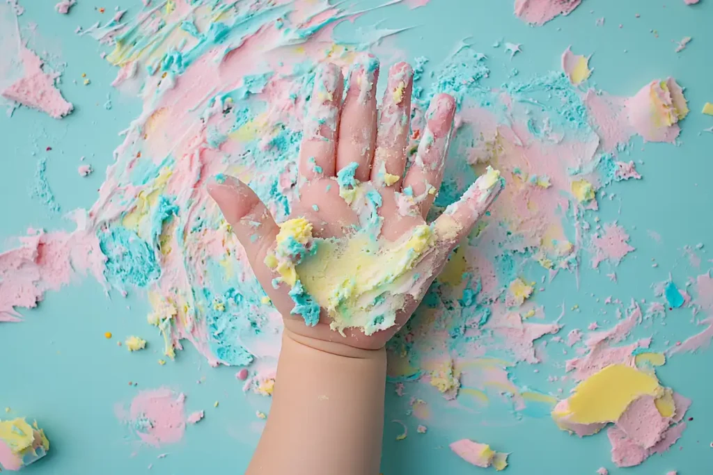 Baby’s Hand Covered in Buttercream Frosting