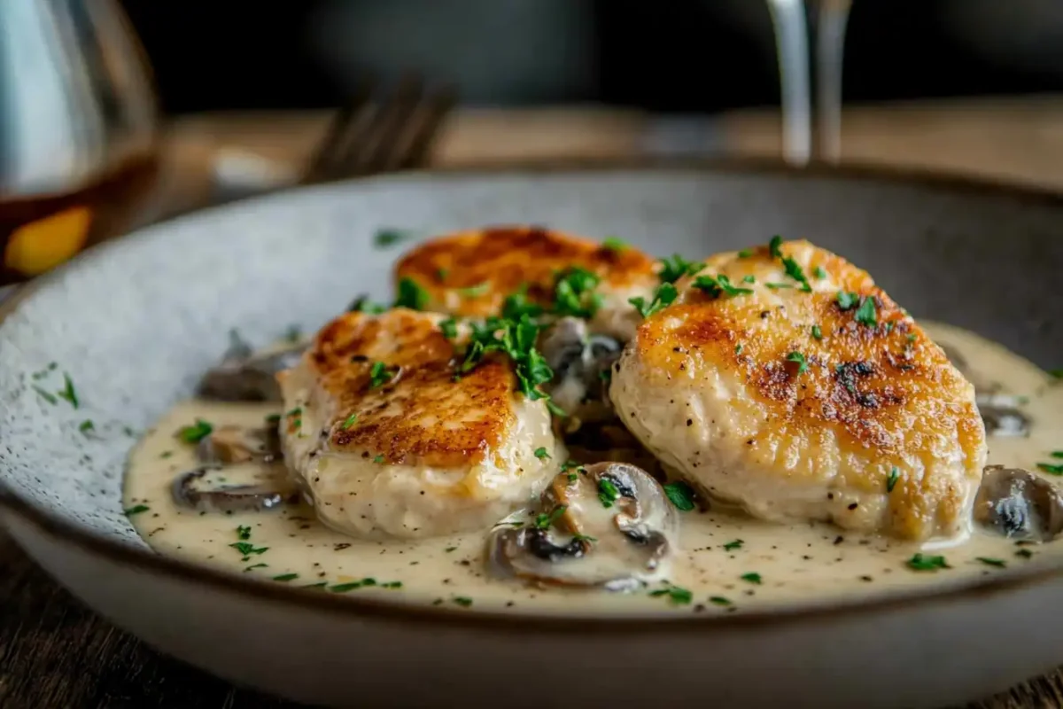 Chicken Marsala with creamy Marsala wine sauce and mushrooms