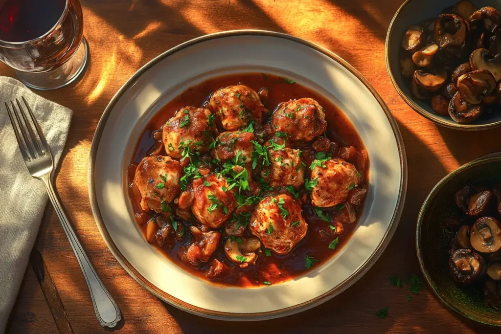 Chicken Marsala made with Port wine as a Marsala sauce substitute.