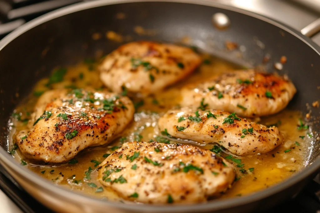 Garlic butter sauce being prepared for Chicken Christopher