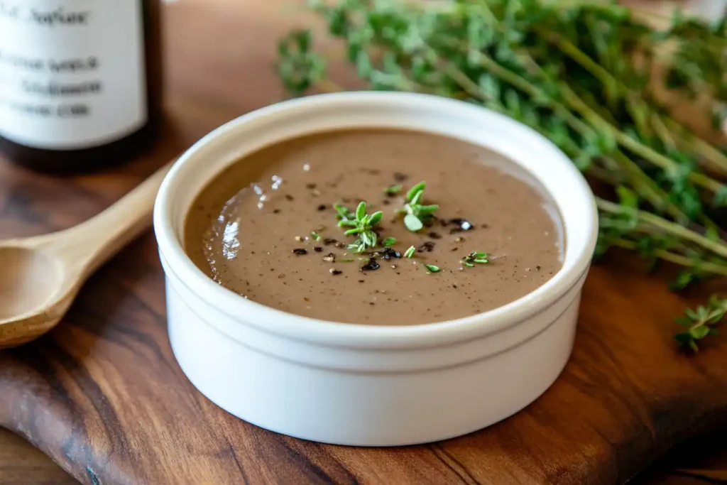 Creamy sauce made with grape juice and balsamic vinegar as a Marsala sauce substitute.