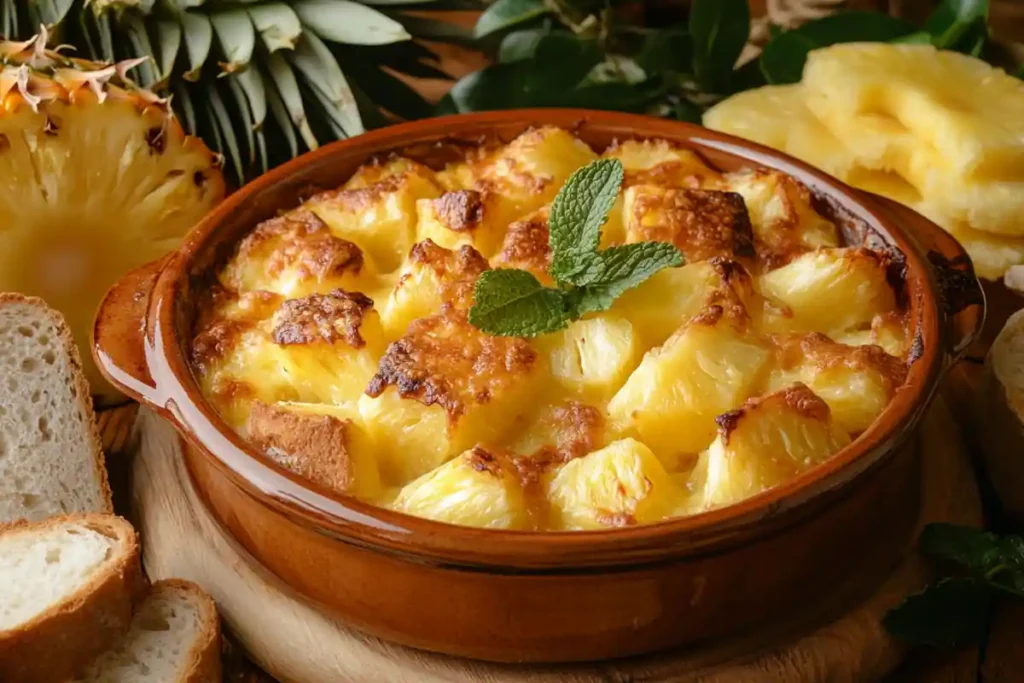 Golden Pineapple Casserole with Bread