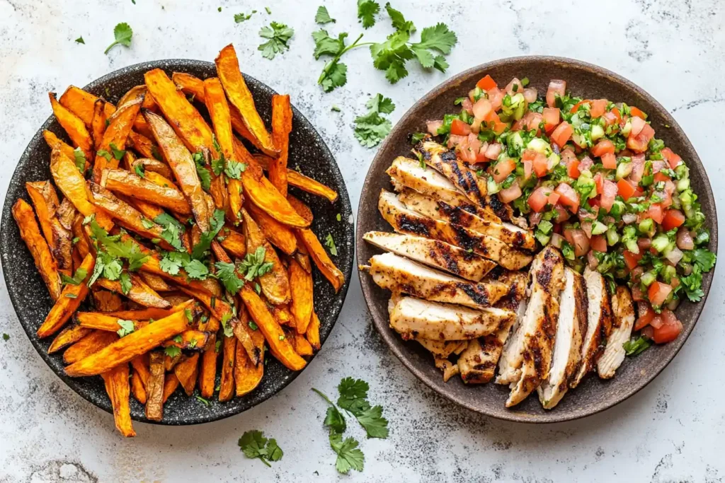 Traditional papa loca vs. a healthier version with sweet potatoes.